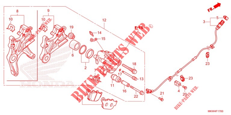 REAR BRAKE CALIPER dla Honda NC 750 X ABS 2022