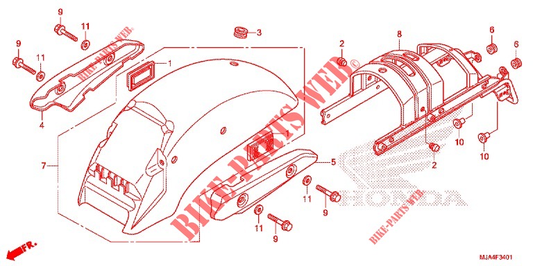 REAR FENDER   (VT750C2/C2F/C2B) dla Honda SHADOW VT 750 SPIRIT 2012