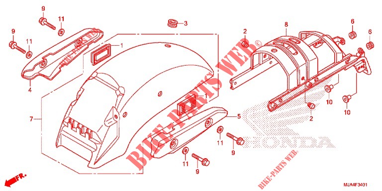 REAR FENDER   (VT750C2/C2F/C2B) dla Honda SHADOW VT 750 SPIRIT F 2012