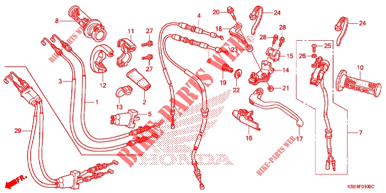HANDLE LEVER/SWITCH/CABLE (1) dla Honda CRF 150 R 2012