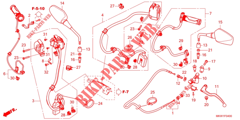 SWITCH / CABLE / MIRROR (NC750XA) dla Honda NC 750 X ABS 2022