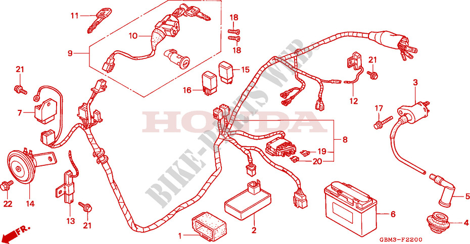 WIRE HARNESS   IGNITION COIL   BATTERY dla Honda SFX 50 1995