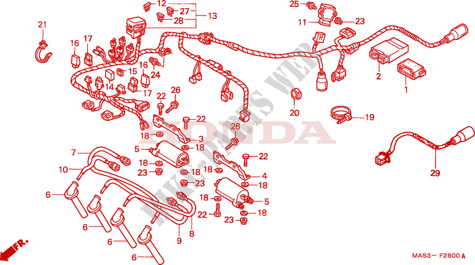 WIRE HARNESS dla Honda CBR 919 RR FIREBLADE 1999