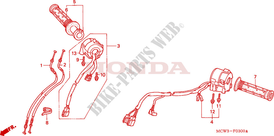 LEVER   SWITCH   CABLE dla Honda VFR 800 VTEC ABS 2005