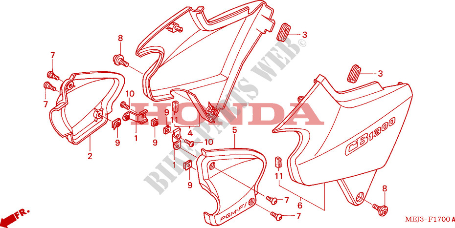 SIDE COVERS (CB1300F/F1) dla Honda CB 1300 TWO TONE 2003