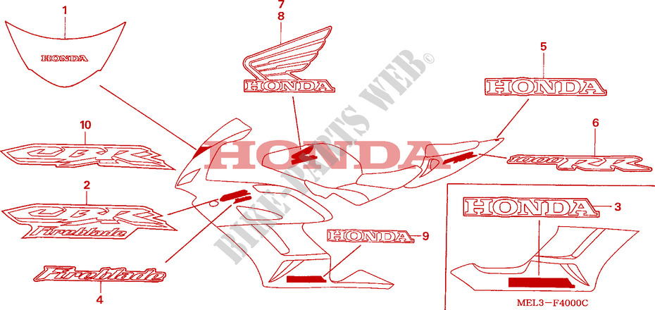 STRIPE/MARK (1) dla Honda CBR 1000 RR FIREBLADE 2004