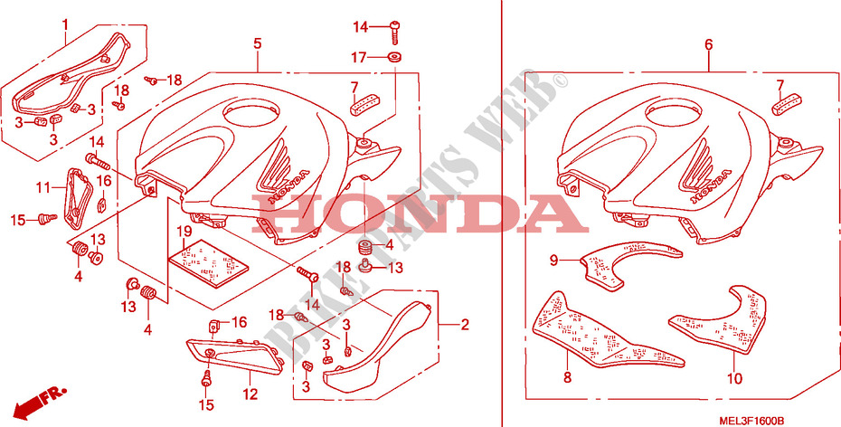 TANK COVER dla Honda CBR 1000 RR FIREBLADE 2004