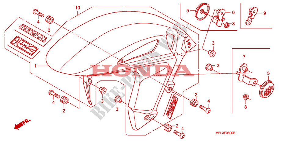 FRONT FENDER dla Honda CBR 1000 RR FIREBLADE ABS TRICOLORE 2011