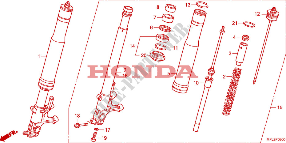 FRONT FORK dla Honda CBR 1000 RR FIREBLADE NOIRE 2010