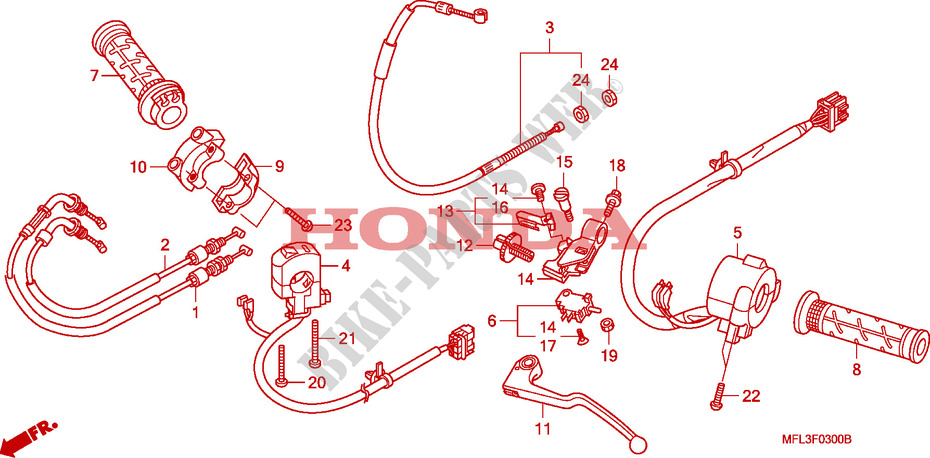 LEVER   SWITCH   CABLE dla Honda CBR 1000 RR FIREBLADE ORANGE 2010