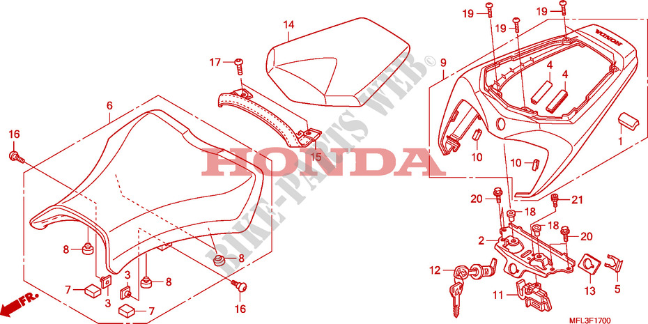 SEAT dla Honda CBR 1000 RR FIREBLADE NOIRE 2010