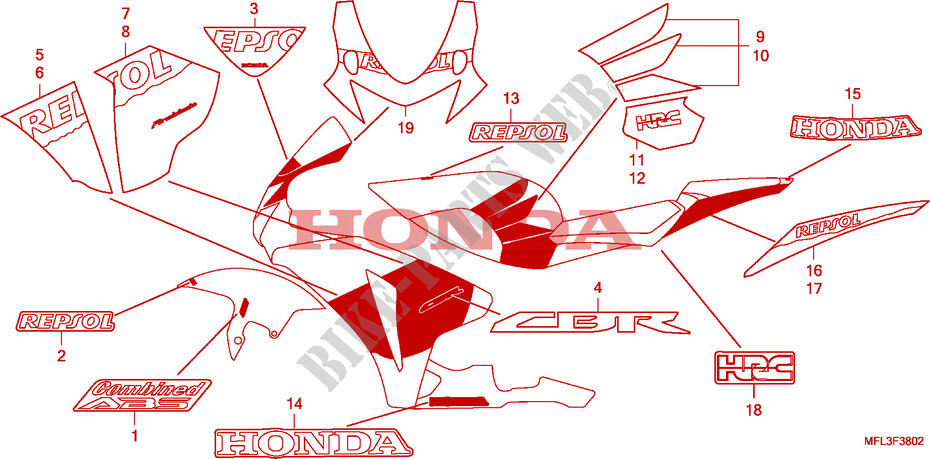 STRIPE/MARK(3) dla Honda CBR 1000 RR FIREBLADE ABS REPSOL 2011