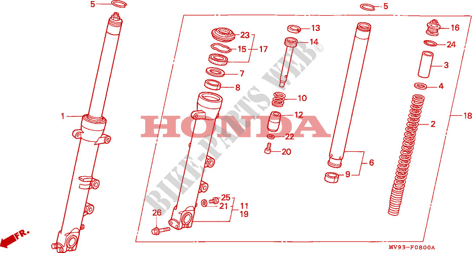 FRONT FORK (1) dla Honda CBR 600 F2 SUPER SPORT 1993