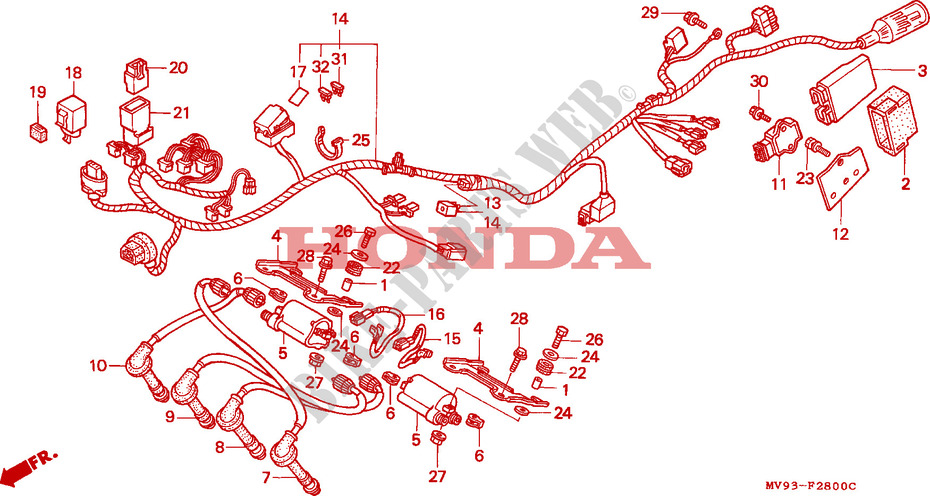 WIRE HARNESS dla Honda CBR 600 F2 SUPER SPORT 1993