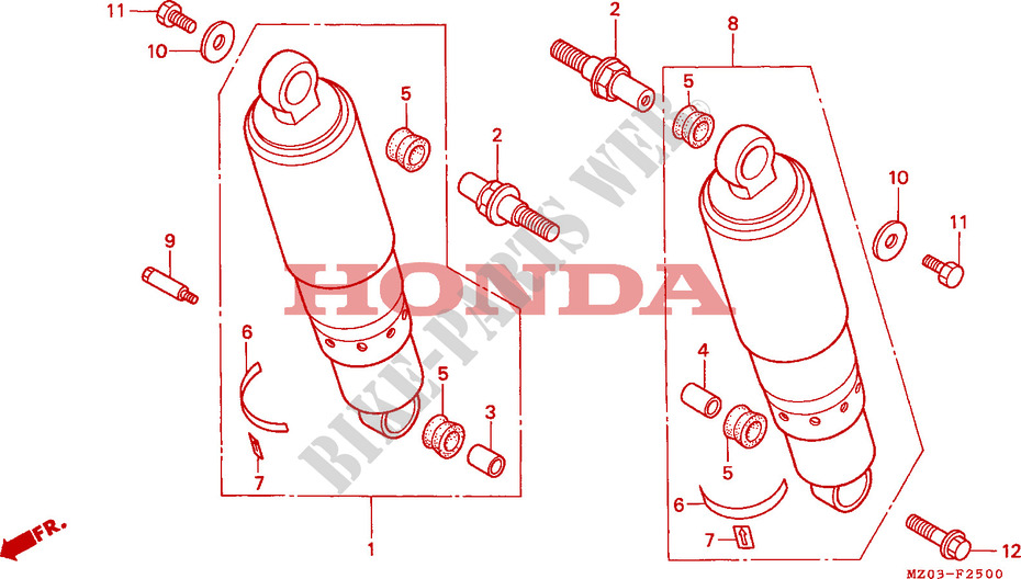 REAR SHOCK ABSORBER dla Honda 1500 F6C 2000