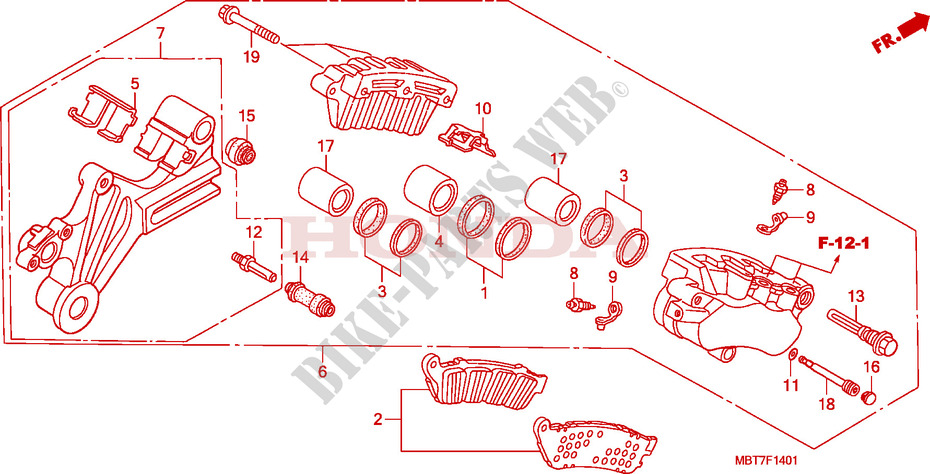 REAR BRAKE CALIPER (XL1000VA) dla Honda XL 1000 VARADERO
