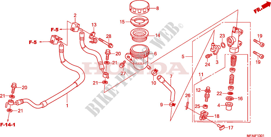 REAR BRAKE MASTER CYLINDER (CBF1000A/T/S) dla Honda CBF 1000 T ABS 2009
