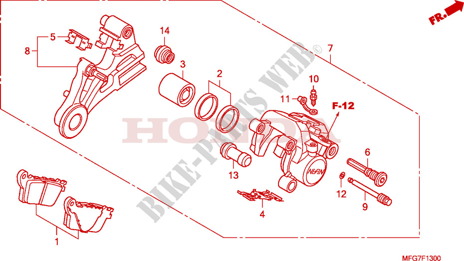 REAR BRAKE CALIPER  dla Honda CB 600 F HORNET STRIPES 34HP 2009