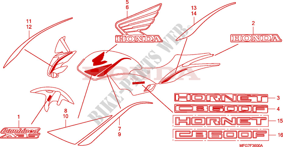 STICKERS dla Honda CB 600 F HORNET 34HP 2009