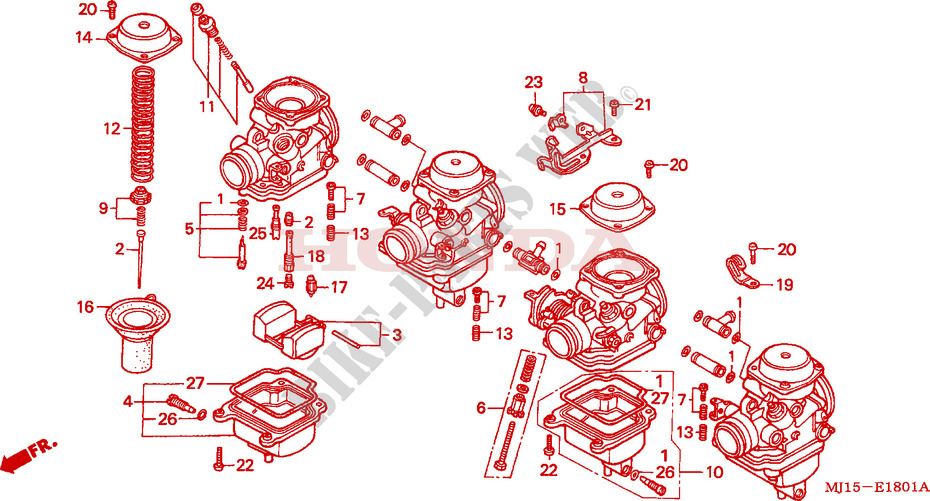 CARBURETOR (COMPONENT PARTS) dla Honda CBX 750 PATROL LIGHT 2001