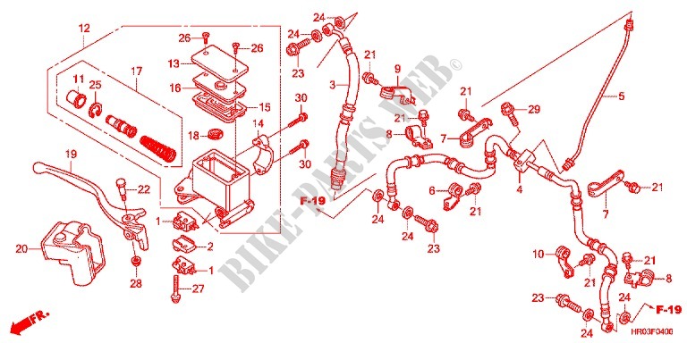 FRONT BRAKE MASTER CYLINDER dla Honda FOURTRAX 420 RANCHER 4X4 PS CAMO 2012