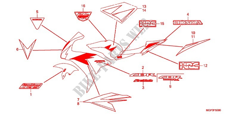 STICKERS (CBR1000RRC/RAC) dla Honda CBR 1000 RR 2012