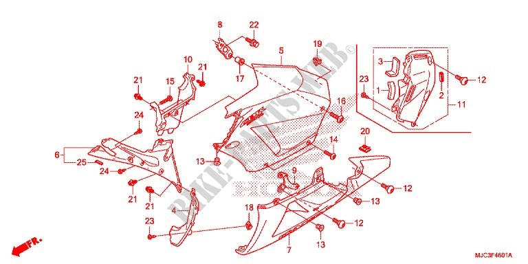 FRONT SIDE & LOWER COWL (G.) dla Honda CBR 600 RR REPSOL 2014