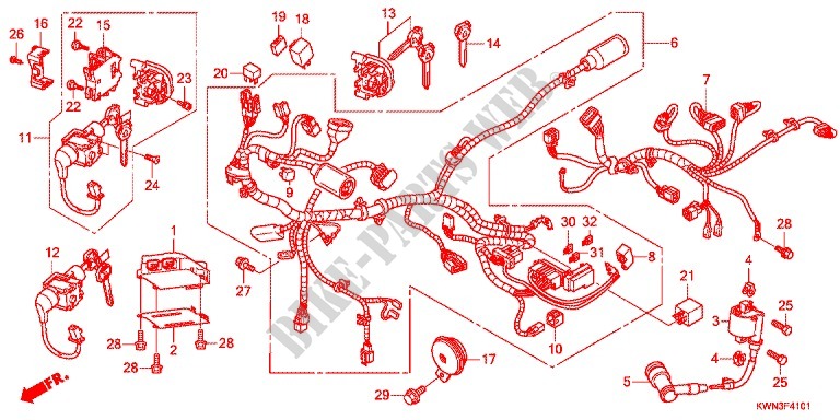WIRE HARNESS (WW125EX2C/EX2D/EX2E/D) dla Honda PCX 125 SPECIAL EDITION 2013