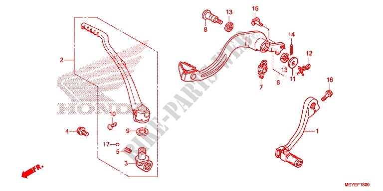 KICK STARTER ARM   BRAKE PEDAL   GEAR LEVER dla Honda CRF 450 X 2014