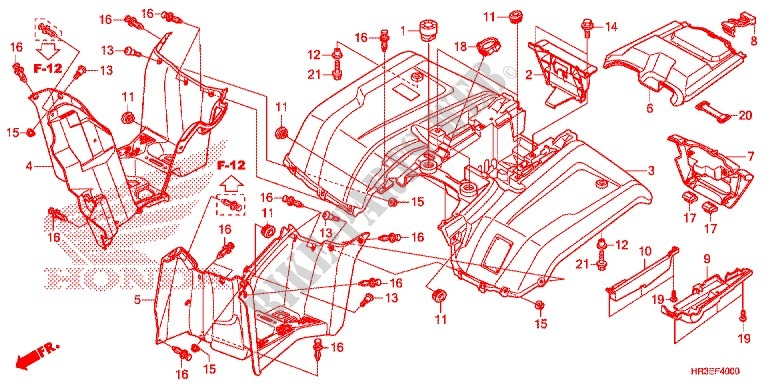 REAR FENDER dla Honda FOURTRAX 420 RANCHER 4X4 Manual Shift 2015