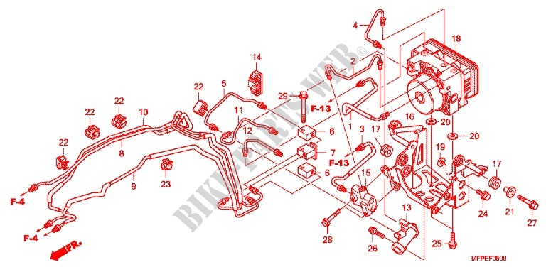 FRONT BRAKE MASTER CYLINDER   ABS MODULATOR dla Honda CB 1300 ABS, TETE DE FOURCHE 2010