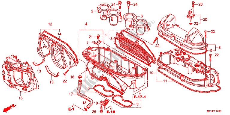 FRONT COVER   AIR CLEANER dla Honda CBR 600 R ABS VERMELHO 2012