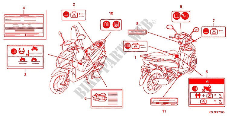 CAUTION LABEL (1) dla Honda VISION 110 2011
