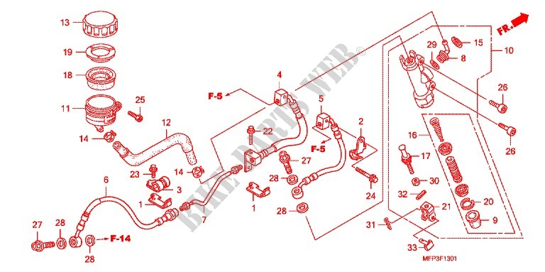 REAR BRAKE MASTER CYLINDER  (CB1300A/CB1300SA) dla Honda CB 1300 ABS FAIRING 2009