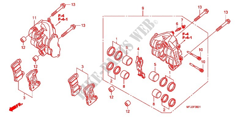 FRONT BRAKE CALIPER (CBR600RR9,A,B/RA9,A,B) dla Honda CBR 600 RR 2010