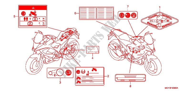 CAUTION LABEL (1) dla Honda CROSSRUNNER 800 GREY 2012