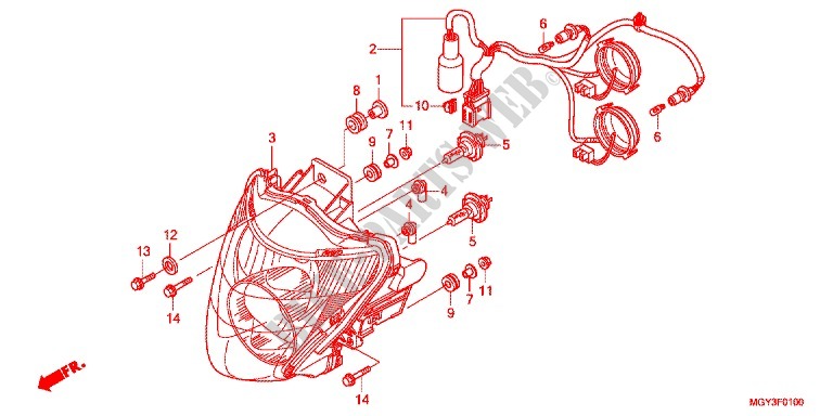 HEADLIGHT dla Honda CROSSRUNNER 800 GREY 2012