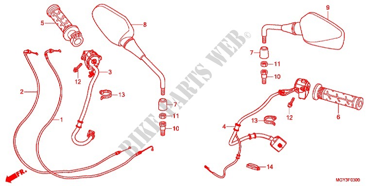 LEVER   SWITCH   CABLE (2) dla Honda CROSSRUNNER 800 GREY 2012