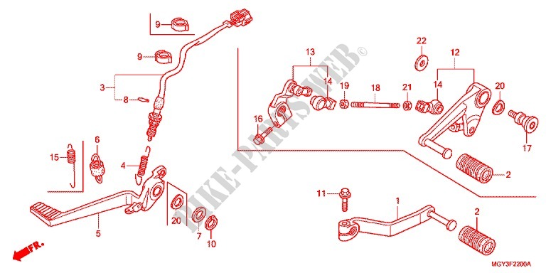 MAIN STAND   BRAKE PEDAL dla Honda CROSSRUNNER 800 GREY 2012