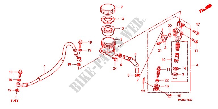 REAR BRAKE MASTER CYLINDER (CBF600S/N) dla Honda CBF 600 FAIRING 34HP 2010