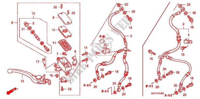 FRONT BRAKE MASTER CYLINDER (CB1300/S) dla Honda CB 1300 SUPER BOL DOR TWO TONES 2009