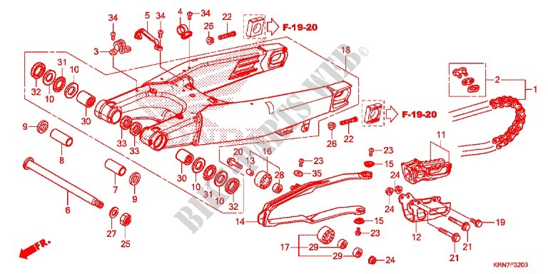 SWINGARM   CHAIN CASE dla Honda CRF 250 R 2017