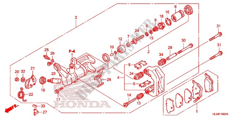 REAR BRAKE CALIPER dla Honda PIONEER 500 M2 2017