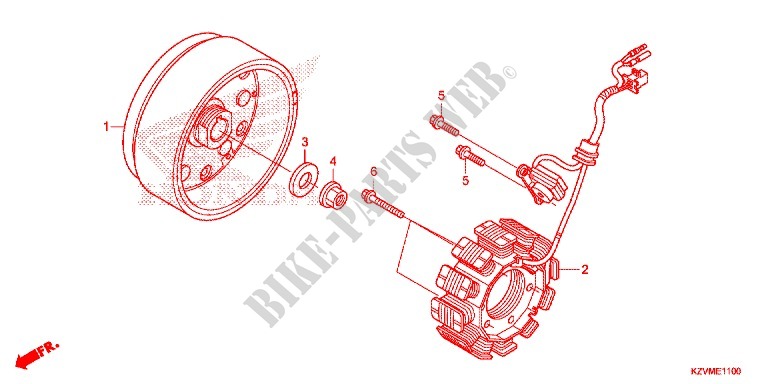 LEFT CRANKCASE COVER   ALTERNATOR (2) dla Honda EX5 110 Electric start, fuel injection 2016