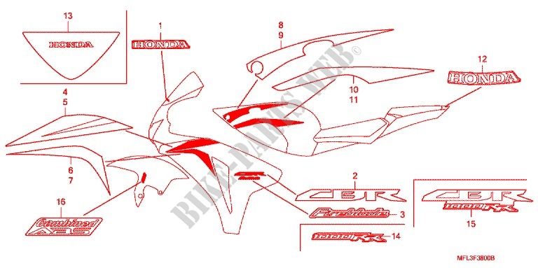 STICKERS (1) dla Honda CBR 1000 RR FIREBLADE REPSOL 2011