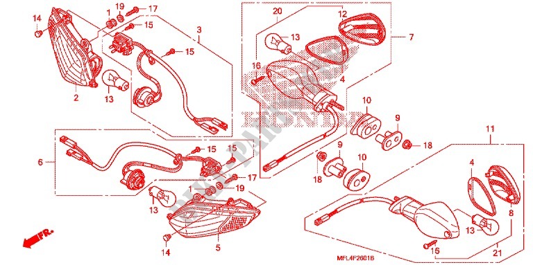 INDICATOR (2) dla Honda CBR 1000 RR HURRICANE ABS RED 2011