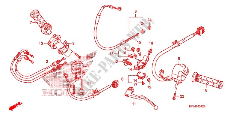 LEVER   SWITCH   CABLE (1) dla Honda CBR 1000 RR HURRICANE ABS RED 2011