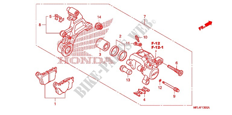 REAR BRAKE CALIPER dla Honda CBR 1000 RR HURRICANE ABS RED 2011