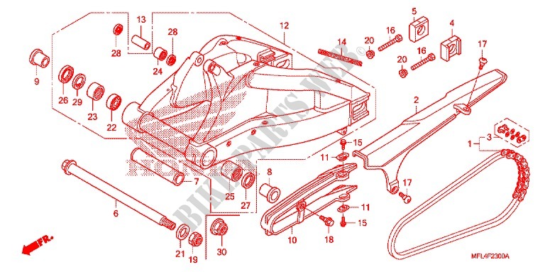 SWINGARM   CHAIN CASE dla Honda CBR 1000 RR HURRICANE ABS RED 2011