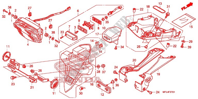 TAILLIGHT (2) dla Honda CBR 1000 RR HURRICANE ABS RED 2011